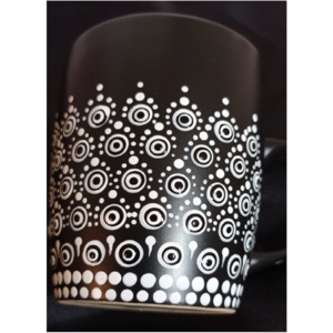 Κεραμική κούπα χειροποίητη με σχέδιο Mandala σε ασπρόμαυρο φόντο - 350 ml - πηλός, κούπες & φλυτζάνια - 3