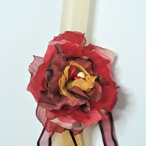 Λαμπάδα με χειροποίητο λουλούδι - Καρφίτσα ή hair clips - κορίτσι, λουλούδια, λαμπάδες, για ενήλικες, για εφήβους