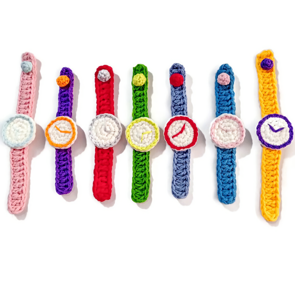 Πολύχρωμα παιδικά πλεκτά ρολόγια -μήκος 14 εκ - κορίτσι, αγόρι, ρολόι, crochet, αναμνηστικά
