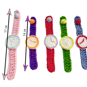 Πολύχρωμα παιδικά πλεκτά ρολόγια -μήκος 14 εκ - κορίτσι, αγόρι, ρολόι, crochet, αναμνηστικά - 2