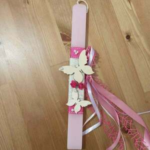 αρωματική λαμπάδα για κορίτσια με πεταλούδες 30 cm ροζ - κορίτσι, λαμπάδες, για παιδιά, για εφήβους - 3
