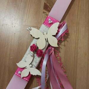αρωματική λαμπάδα για κορίτσια με πεταλούδες 30 cm ροζ - κορίτσι, λαμπάδες, για παιδιά, για εφήβους - 4