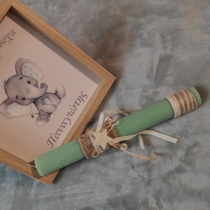 Πασχαλινή λαμπάδα με καδρακι "το πρώτο μου Πάσχα" προσωποποιημενο με το όνομα του μωρού σε κουτί 30x30cm με σχέδιο ελςφαντακι! - λαμπάδες, ελεφαντάκι, πρώτο Πάσχα, για μωρά, προσωποποιημένα - 5