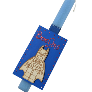 προσωποποιημένη λαμπάδα για αγόρι με ταμπελάκι batman (door hanger) - αγόρι, λαμπάδες, για παιδιά, προσωποποιημένα