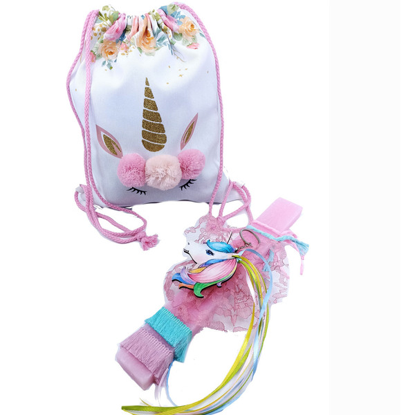 Αρωματική λαμπάδα σετ χρωματιστός μονόκερος τσάντα πλάτης - λαμπάδες, πλάτης, μονόκερος, για παιδιά