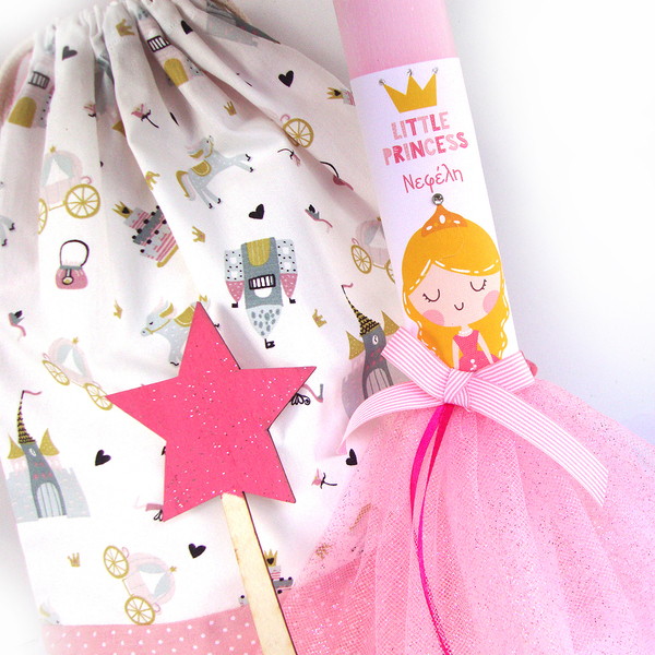 Σετ λαμπάδα με τσάντα και ραβδί "Μικρή πριγκίπισσα" - κορίτσι, λαμπάδες, για παιδιά, πριγκίπισσες, προσωποποιημένα - 3