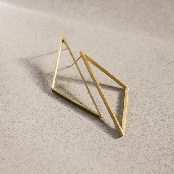 triangle myth - επιχρυσωμένα, γεωμετρικά σχέδια, romantic, minimal, καρφωτά, ethnic, μπρούντζος, κρεμαστά - 4