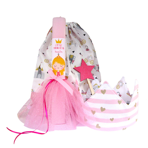 Σετ λαμπάδα με κορώνα, ραβδί, τσάντα "Μικρή πριγκίπισσα" - κορίτσι, λαμπάδες, για παιδιά, πριγκίπισσες, προσωποποιημένα - 2