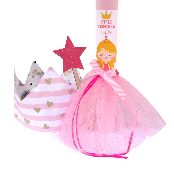 Σετ λαμπάδα με κορώνα και ραβδί "Μικρή πριγκίπισσα" - κορίτσι, λαμπάδες, για παιδιά, πριγκίπισσες, προσωποποιημένα - 2