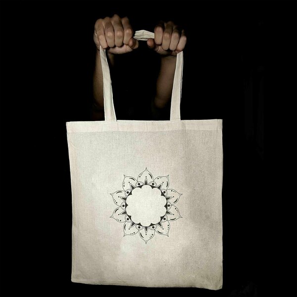 Tote Bag ▪️Mandala▪️ _Πάνινη τσάντα ζωγραφισμένη στο χέρι - ύφασμα, ώμου, all day, tote, πάνινες τσάντες - 2