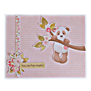 Χειροποίητη ευχετήρια κάρτα με πάντα αρκουδάκι - κορίτσι, αρκουδάκι, γενέθλια, γενική χρήση, ευχετήριες κάρτες