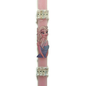 Αρωματική ροζ λαμπάδα με ξύλινη φιγούρα Elsa frozen, 32 εκατοστά. - κορίτσι, λαμπάδες, για παιδιά, ήρωες κινουμένων σχεδίων, για μωρά - 3