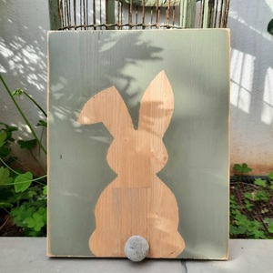 "Easter Bunny" - Ξύλινο καδράκι "λαγός" 25 × 30 εκ. - πίνακες & κάδρα, λαγουδάκι, δώρο πάσχα, διακοσμητικό πασχαλινό - 2