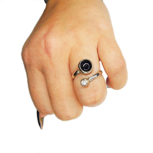 Χειροποίητο δαχτυλίδι με δύο ημιπολύτιμους λίθους, ασήμι 925 - ημιπολύτιμες πέτρες, ασήμι 925, σταθερά - 2