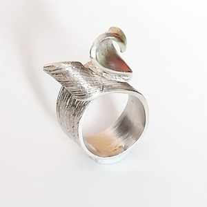 "Ammos Ring" - ασήμι 925, φτερό, σταθερά, μεγάλα - 3