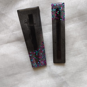 Hair Clips 2 ΤΜΧ σε μαύρο χρώμα με glitter - γυαλί, κορίτσι, μέταλλο, για τα μαλλιά, hair clips - 2
