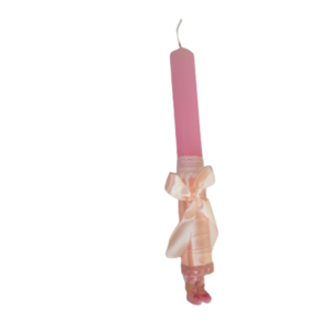πασχαλινό ροζ αρωματικό λαμπαδάκι 22εκ με σελιδοδείκτη πουεντ - λαμπάδες, για παιδιά, για ενήλικες, πολυμερικό πηλό