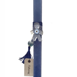 Λαμπάδα μπλε με plexi αγόρι, μάτι και όνομα (6 X 4,5 εκ.) - αγόρι, λαμπάδες, plexi glass, προσωποποιημένα