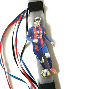 Αρωματική γκρι λαμπάδα με ξύλινη φιγούρα τον Λιονελ Μεσι, Messi, 32 εκατοστά. - αγόρι, λαμπάδες, για παιδιά, για ενήλικες, για εφήβους - 2