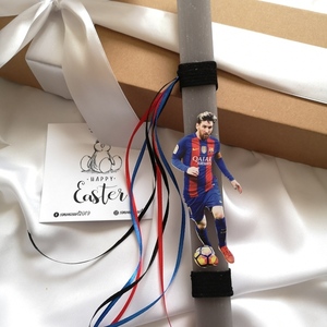 Αρωματική γκρι λαμπάδα με ξύλινη φιγούρα τον Λιονελ Μεσι, Messi, 32 εκατοστά. - αγόρι, λαμπάδες, για παιδιά, για ενήλικες, για εφήβους - 3