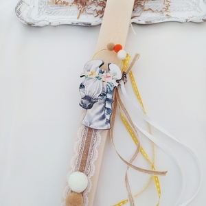 Χειροποίητη αρωματική λαμπάδα με ξυλινο διακοσμητικο μαγνητακι ζέβρα - κορίτσι, λαμπάδες, για παιδιά, ζωάκια - 2