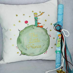 Σετ λαμπάδα με μαξιλάρι Μικρό Πρίγκιπα - γαλάζιο - λαμπάδες, για παιδιά, για εφήβους, πρίγκηπες - 2