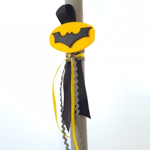 Χειροποίητη λαμπάδα 35cm με διακοσμητικό απο πολυμερικό πηλό "Batman" - αγόρι, λαμπάδες, για παιδιά, σούπερ ήρωες - 2