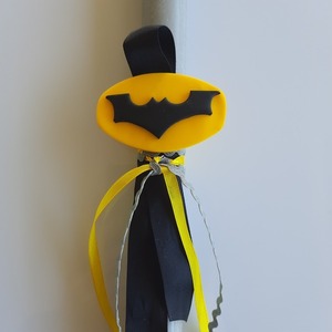 Χειροποίητη λαμπάδα 35cm με διακοσμητικό απο πολυμερικό πηλό "Batman" - αγόρι, λαμπάδες, για παιδιά, σούπερ ήρωες - 4