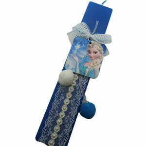 Πασχαλινή λαμπάδα μπλε πλακέ 25εκ αρωματική με την παγωμένη πριγκίπισσα - κορίτσι, λαμπάδες, για παιδιά, για εφήβους, πριγκίπισσες