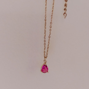 Ατσάλινο χρυσό κολιέ με επίχρυσο ροζ κρύσταλλο, μήκος: 41cm + 6cm επέκταση αλυσίδας - επιχρυσωμένα, κοντά, ατσάλι, φθηνά, μενταγιόν - 5