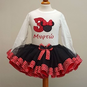 Σετ ρούχων γενεθλίων Minnie με όνομα και tutu φούστα - κορίτσι, σετ, παιδικά ρούχα, βρεφικά ρούχα - 3