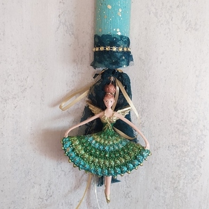 Αρωματική στρογγυλή λαμπάδα (25cm) με κούκλα από πορσελάνη - κορίτσι, λαμπάδες, μπαλαρίνες, για παιδιά, πασχαλινά δώρα - 2