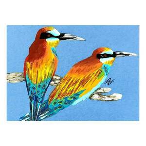 πολύχρωμα εξωτικά πουλιά σχέδιο ζωγραφικής - αφίσες, DIY, κάρτες, σχέδια ζωγραφικής, προσκλητήρια