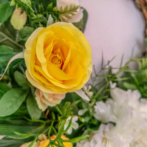 Στεφάνι με κίτρινα τριαντάφυλλα ( διάμετρος 40εκ ) - στεφάνια, τριαντάφυλλο - 3