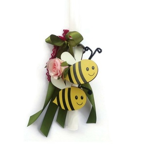Παιδική Λαμπάδα με Μελισσούλες και Τραντάφυλλο 30 εκ - κορίτσι, λουλούδια, λαμπάδες, για παιδιά, για εφήβους
