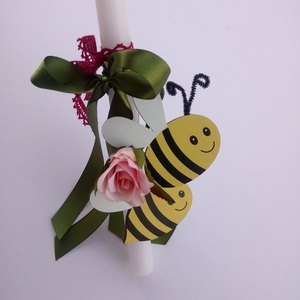Παιδική Λαμπάδα με Μελισσούλες και Τραντάφυλλο 30 εκ - κορίτσι, λουλούδια, λαμπάδες, για παιδιά, για εφήβους - 2