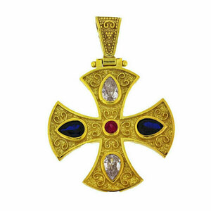 Βυζαντινός Σταυρός, μενταγιόν ασημένιο 925 διάστασης 30mm - ασήμι, επιχρυσωμένα, σταυρός, κοντά, μενταγιόν