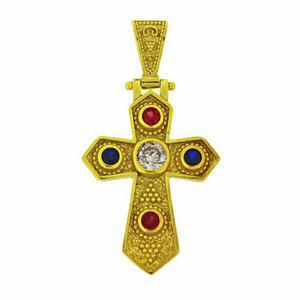 Σταυρός Βυζαντινός Μενταγιόν Ασημένιο 925 22x32mm - ασήμι, επιχρυσωμένα, σταυρός, κοντά, μενταγιόν