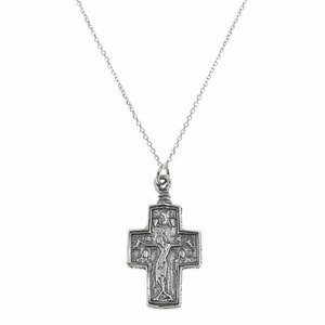Σταυρός Διπλής όψης Παναγία & Χριστός 16x26mm - ασήμι, σταυρός, κοντά, μενταγιόν