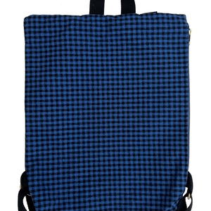 Σακίδιο πλάτης / backpack από ύφασμα blue petite carreau 1 - ύφασμα, πλάτης, all day, φθηνές