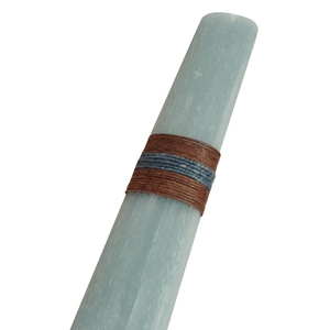 Ανδρική αρωματική λαμπάδα οβάλ, ξυστή, σε μπλε χρώμα, με διάφορους σπάγγος και κηρόσπαγγους - λαμπάδες