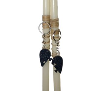 ΣΕΤ πασχαλινές λαμπάδες με καρδούλα από υγρό γυαλί (4cm χ 2cm) - λαμπάδες, ζευγάρια, μπρελοκ κλειδιών
