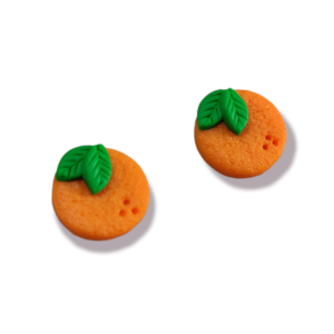 Μικρά studs πορτοκάλι από πολυμερικό πηλό - πηλός, καρφωτά, μικρά, φρούτα - 3
