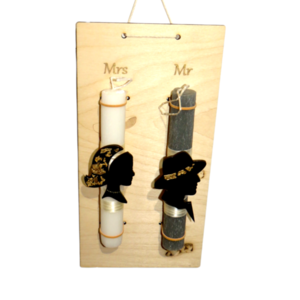 Λαμπάδες για ζευγάρι 20cm Mrs & Mr - λαμπάδες, ζευγάρια, αρωματικές λαμπάδες - 2
