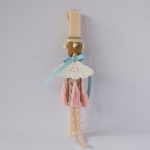 Λαμπάδα Συννεφάκι με πήλινο χειροποιήτο στολίδι - κορίτσι, λαμπάδες, συννεφάκι, για παιδιά