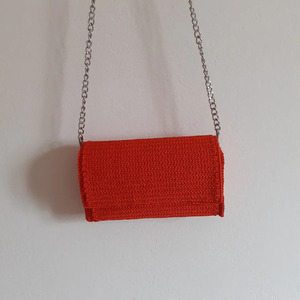 Χειροποίητη πλεκτή τσάντα σε κόκκινο χρώμα - νήμα, φάκελοι, χιαστί, all day, πλεκτές τσάντες - 2
