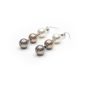 Σκουλαρίκια με shell pearls, smoky quartz & ασήμι 925 - ασήμι 925, κρεμαστά, μεγάλα, γάντζος - 2
