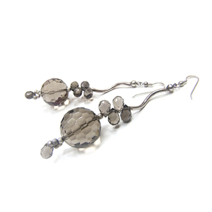 Μακριά σκουλαρίκια με Smoky Quartz & ασήμι 925 - ημιπολύτιμες πέτρες, ασήμι 925, κρεμαστά, μεγάλα, γάντζος