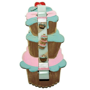 Πασχαλινή λαμπάδα cupcakes με ξύλινη πλάτη σε βεραμάν και ροζ - κορίτσι, λαμπάδες, για παιδιά, για εφήβους - 5