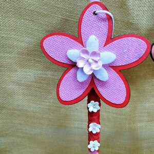 Χειροποίητο ροζ δίχρωμο λαμπάδακι "Λουλούδι" - μήκος 36εκ. - λουλούδια, λαμπάδες, για παιδιά, για ενήλικες, για εφήβους - 2